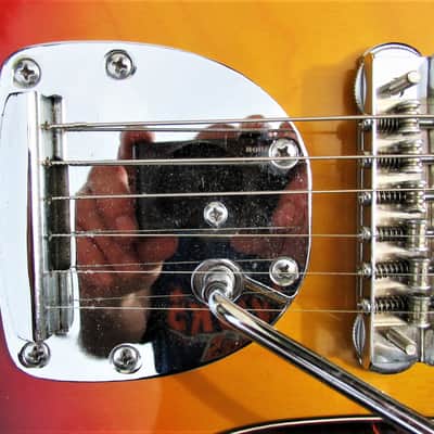 Rhythmline Mosrite Copy Guitar,  1960's  Japan, Sunburst, Case, Beautiful image 6