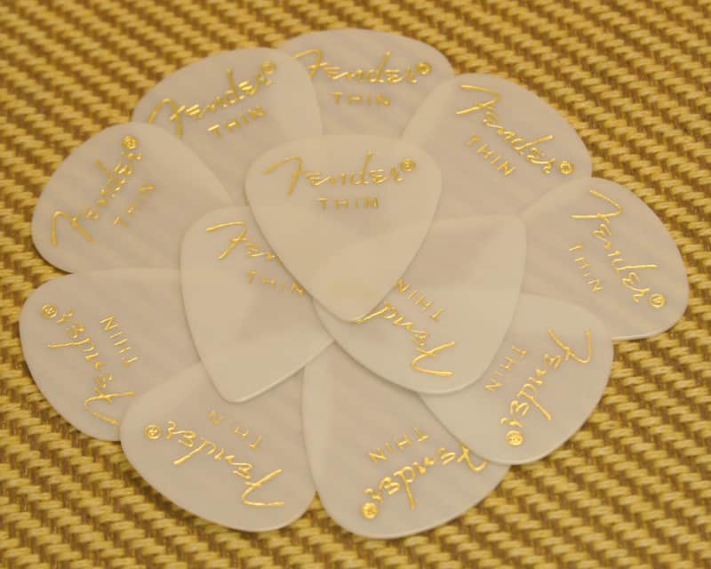 098-0351-780 (12) Fender Thin White Celluloid Classic 351 Shape Guitar Picks image 1