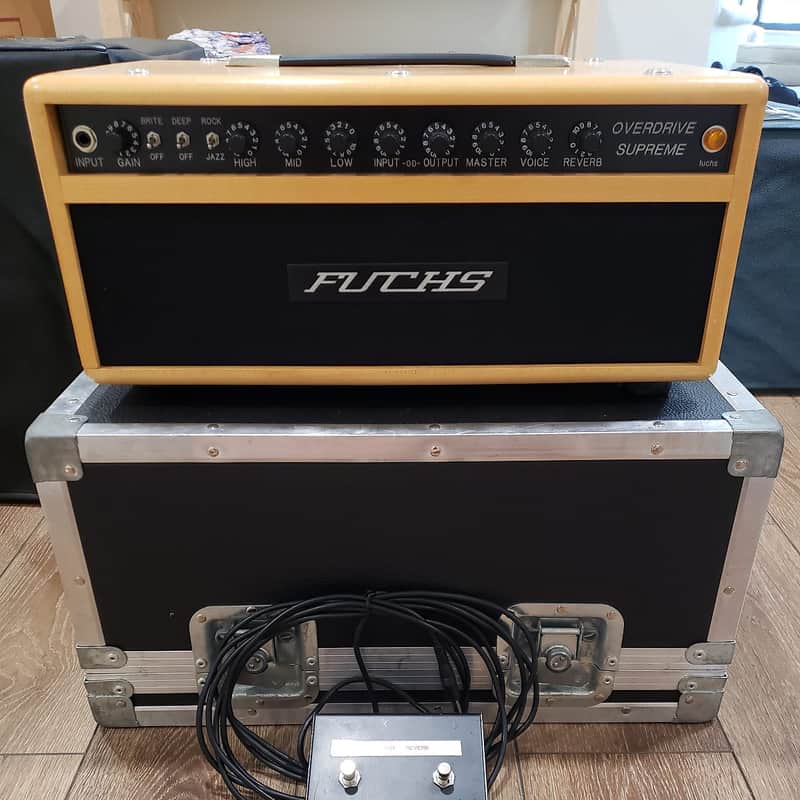 Fuchs - ODS - 100 Watt - Natural Wood Head with Matching Wood 1x12 Cab with OEM EVM12L.  Includes amp flight case, original amp/speaker cab vinyl covers and original foot switch. image 1