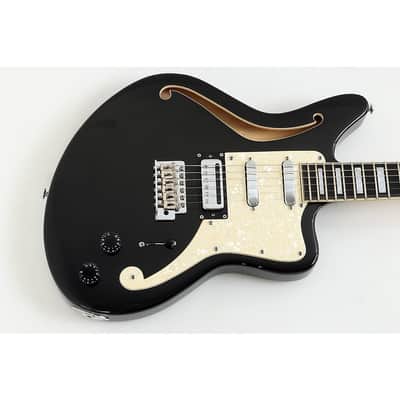 D'Angelico Premier Series Bedford SH Limited-Edition Electric Guitar with Tremolo Regular Black Flake image 3