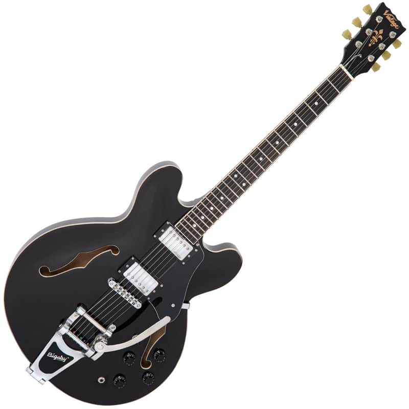 Vintage VSA500B ReIssued Semi Acoustic Guitar w/Bigsby ~ Boule...
