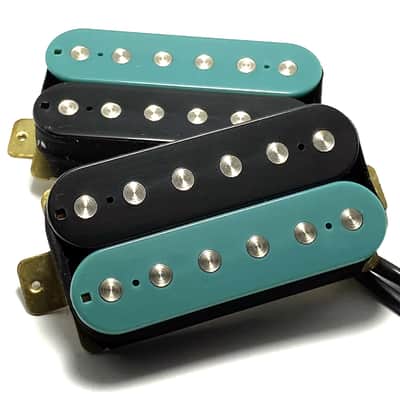 Dragonfire Zebra Screamers Humbucker Set ~ Teal Black Zebra Style #2 ~ Bridge + Neck HH Pickup Set image 1