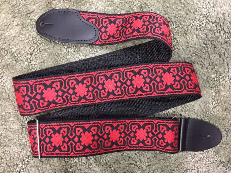 2” Fender (no logo) Guitar Strap with Sandwiched leather Tabs and Metal Buckles image 1