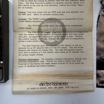 Vintage 1977 Electro-Harmonix Soul Preacher Compressor Metal Complete In Original Box image 7