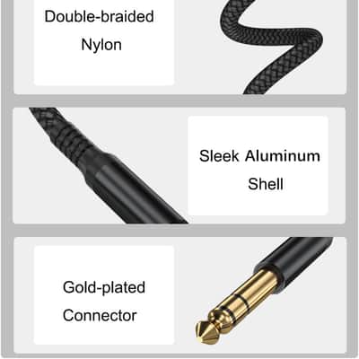 1/4 Inch TRS Instrument Cable 3.3ft 2Pack,Straight 6.35mm Male Jack Stereo Audio Interconnect Cord,6.35mm Balanced Line for Electric Guitar,Bass,Keyboard,Mixer,Amplifier,Amp,Speaker,Equalizer image 2