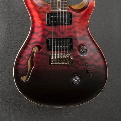 Paul Reed Smith Custom 24 Semi-Hollow Wood Library Limited - Fire Red to Gray Black Fade w/Korina image 2