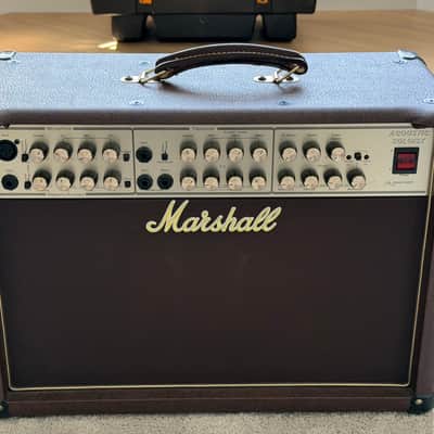 Marshall Acoustic Soloist AS80R 2-Channel 80-Watt 2x10" Acoustic Guitar Combo 1994 - 1999, including foot pedal, cover and rolling case - Brown image 3