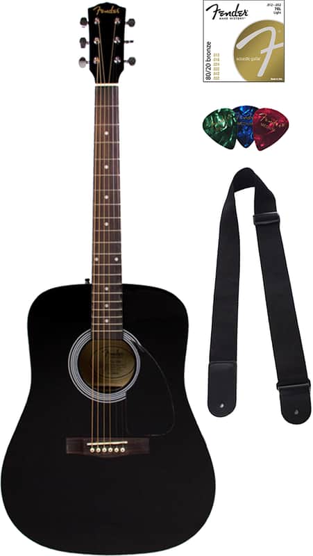 Fender FA-115 Dreadnought Acoustic Guitar - Black image 1