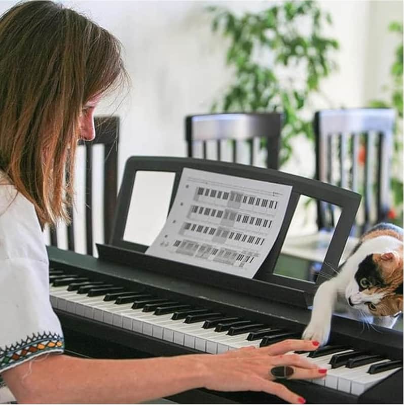 Music Stand for Sheet Music, Compatible with Yamaha Music Sheet Stand,KB/PSR/YPT/KBP/P/DGX/NP Series Keyboard Music Score Stand, Stable And Durable, Keyboard Sheet Music Stand with 4 Music Book Clip image 1