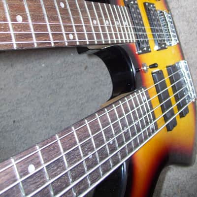 Double neck guitar and bass guitar, 5 and 6 string, 2017 Sunburst image 5