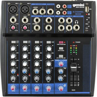 Gemini GEM-08USB 8-CHANNEL BLUETOOTH Podcasting Live Sound MIXER,w/ USB playback image 1