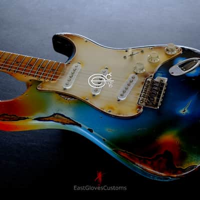 Fender Deluxe Stratocaster Galaxy Blue Aged Relic by East Gloves Customs (RARE) image 6