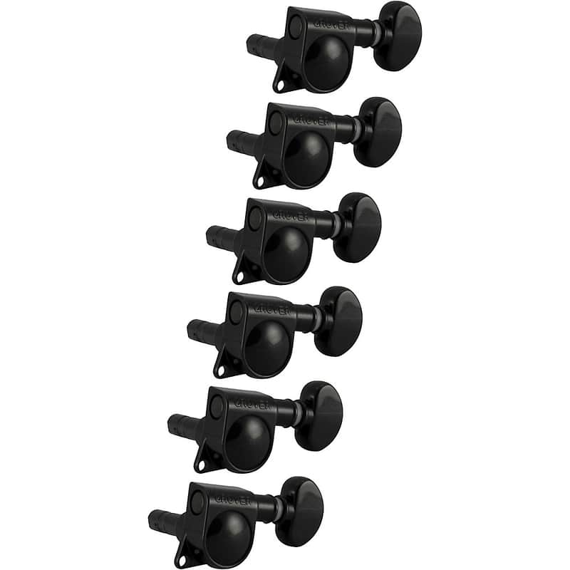 Grover Mid-Size Locking Rotomatics 406 Series Tuning Machines Regular Black Chrome 6-in-line image 1