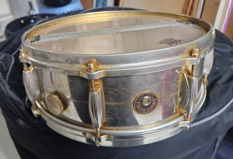 Extremely Rare Gretsch 4160G Round Badge COB Snare – 24k Gold Plated, image 1