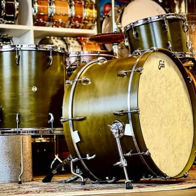 INDe Drum Labs Maple Rock Drum Set - Satin Olive image 1