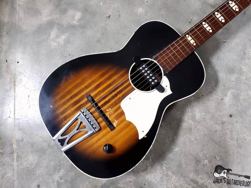 Harmony Stella Parlor Acoustic Guitar w/ Silverfoil Pickup (1960s