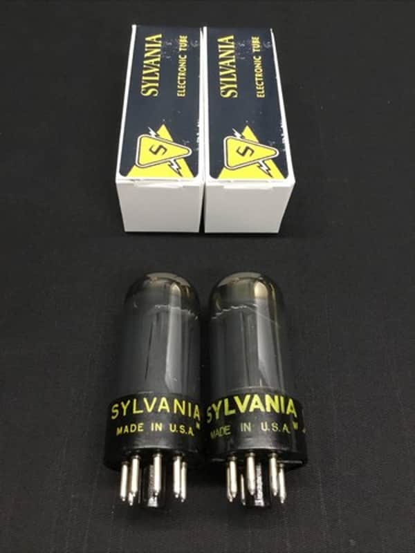 GREAT PAIR SYLVANIA 6V6GT Chrome Top VINTAGE Power VACUUM TUBES Amp C.9417 image 1