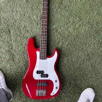 Standell Bass P/J style   Transparent Red Bird’s Beak Headstock *NOT A STANDEL * image 2