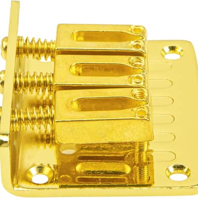 1Pcs 3 String Fixed Guitar Bridge Replacement Part with 4 Screws & Wrench Compatible with Cigarbox Electric Guitar (Gold) image 2