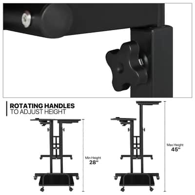 Rolling Adjustable Laptop Desk – Mobile Sit-Stand Workstation with CPU Stand image 4