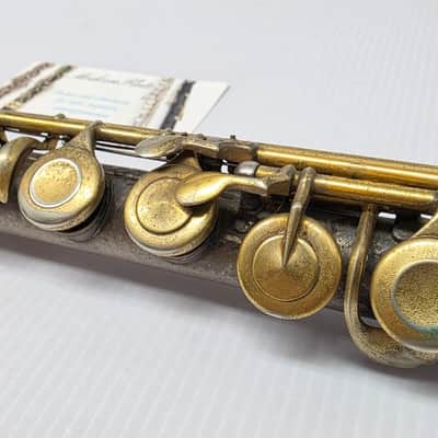 Rare Antique C.G. Conn C Flute Ebonite Headjoint Satin Silver Unibody w/ Gold Plating 440hz image 15