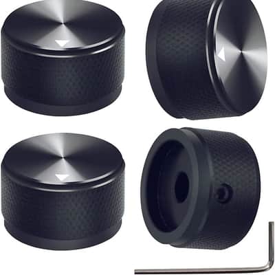 4pcs Black Guitar Knobs Aluminum Alloy Potentiometer Control knurled Knob Volume Audio Electric Guitar Bass Screw Type 25 x 15.5mm image 1