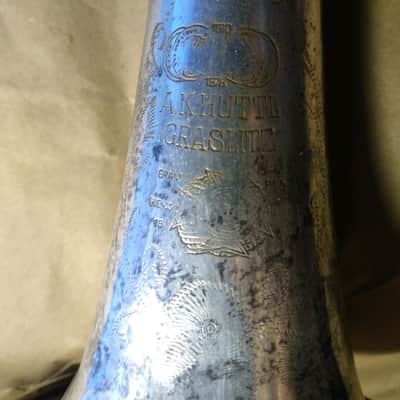 Antique AK Huttl Graslitz silver trombone. Bohemia, 1800s, Vintage good condition image 2