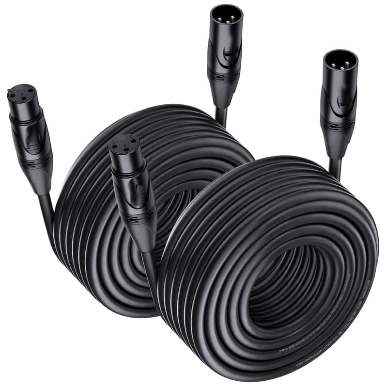 Cable Matters 2-Pack Premium Long XLR to XLR Cables - 35ft, Male to Female Microphone Cable, Oxygen-Free Copper (OFC) Mic Cord, Black image 1