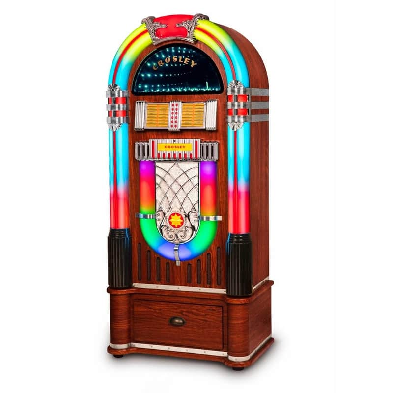 Crosley Digital LED Jukebox with Bluetooth – Walnut Cabinet + Matching Stand image 1