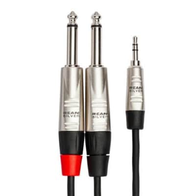 Hosa HMP-003Y Pro Stereo Breakout Cable, REAN 3.5 mm TRS to Dual 1/4" TS - 3 Foot image 1