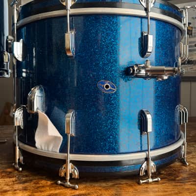 1963 Shelly Manne w Matching Snare Leedy Slingerland Drum set 13/16/22 w 5.5x14 EXC Blue Sparkle image 12
