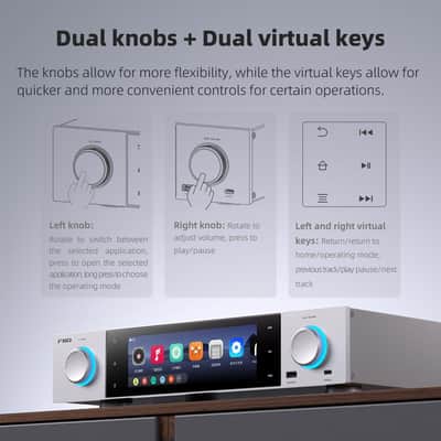 FiiO S15 Streamer Network Player Music Service, Android 12 Snapdragon 660, AKM DAC AK4191+AK4499EX, 7.84-inch Screen, HDMI/ARC DAC (Silver) image 6