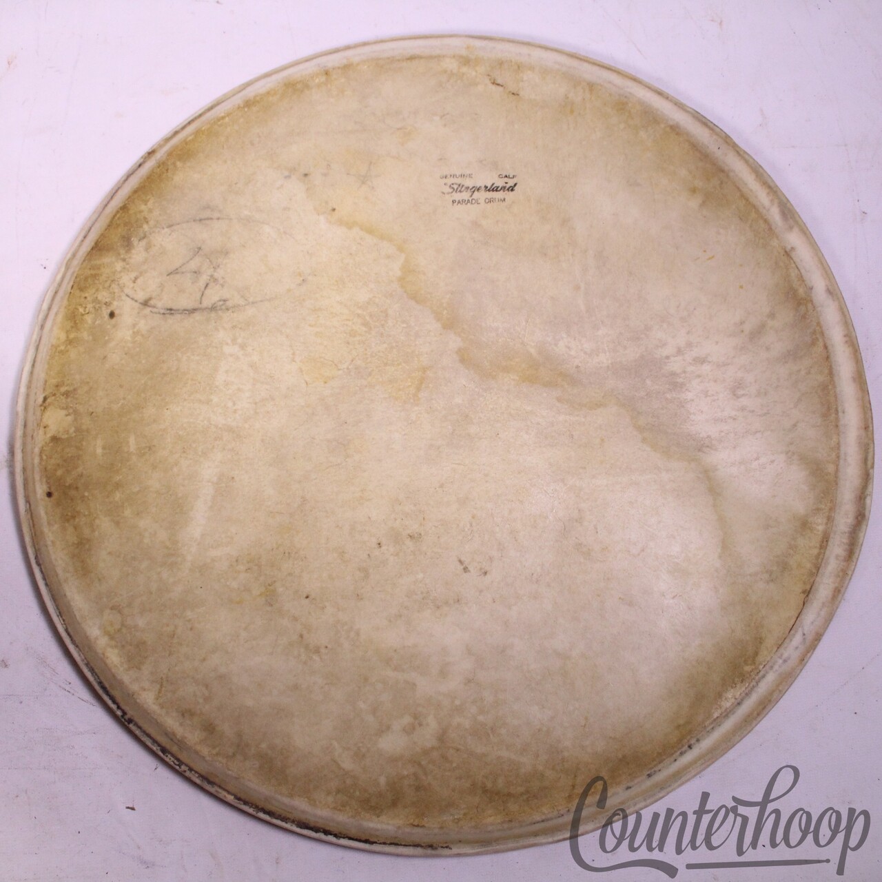 Slingerland 17"Genuine Calf Skin Parade Drum Head Batter/Resonant Tom Vintage40s — main photograph