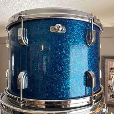 1963 Shelly Manne w Matching Snare Leedy Slingerland Drum set 13/16/22 w 5.5x14 EXC Blue Sparkle image 16