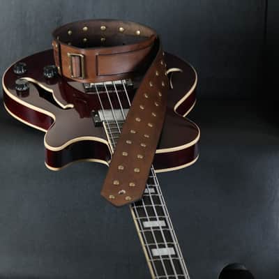 Studded Leather Guitar Strap. 2.5” Wide. 47” to 54” adjustable. Antique Brown image 8