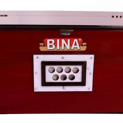 Handmade Harmonium With Bag BINA Tarang 3¼ Octave Double Reeds 5 Stopper Double Bellow - Natural image 5
