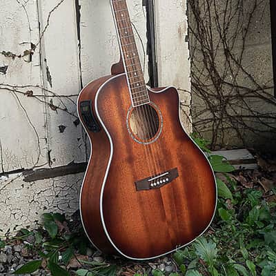 Cort GAMEDXMOP Grand Regal Acoustic Electric Cutaway Guitar. Open Pore Mahogany B-Stock image 6
