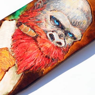 burnyblack wide guitar strap leather - Vincent gorilla brown/green image 16