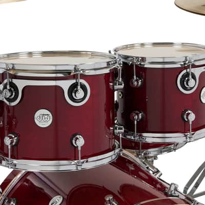 DW Design Series 4-Piece 22" Bass Drum Maple Shell Pack - Cherry Stain w/Chrome Hardware image 5