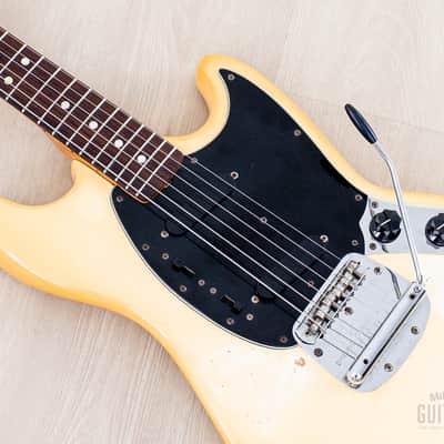 1981 Fender Mustang Vintage Offset Guitar Olympic White w/ Case image 7