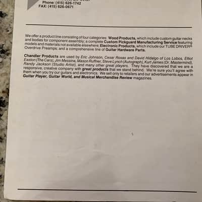 Chandler Dealer Price List 1988-1989 Tube Driver Body Neck image 1