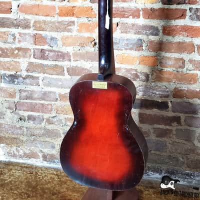 Five Star/Harmony Stella Parlor Acoustic Guitar w/ Goldfoil Pickup & Rubber Bridge (1960s, Redburst) image 16