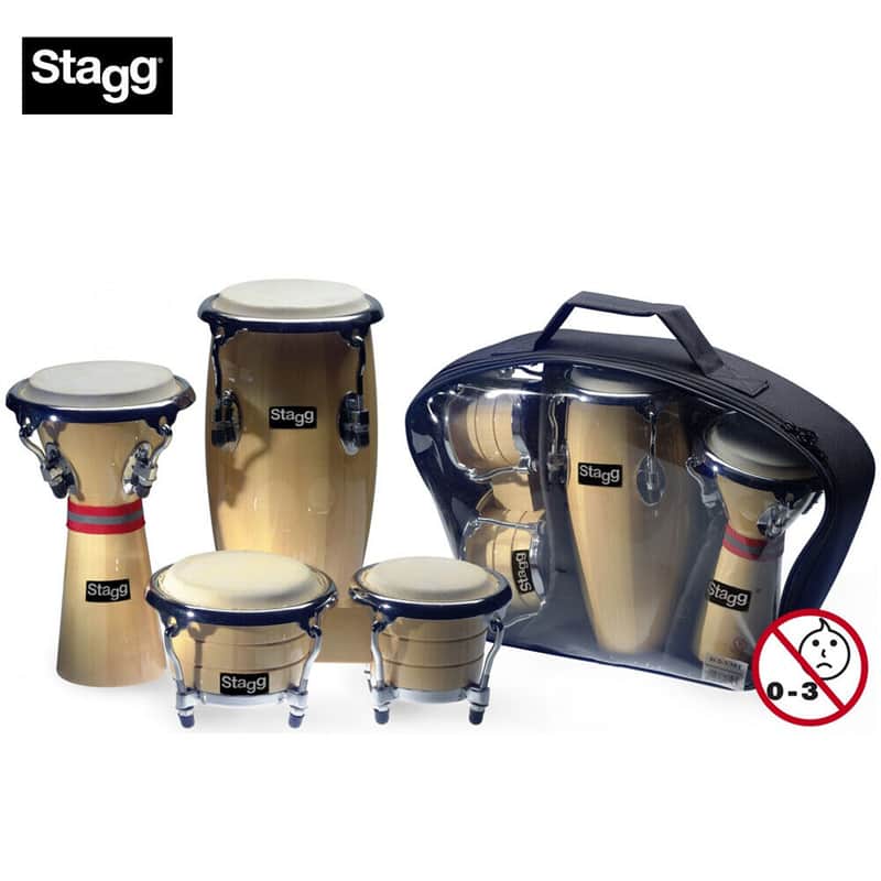 Stagg BCD-N-SET Mini Latin & African Percussion Package - Mini Bongo, Conga & Djembe Set image 1