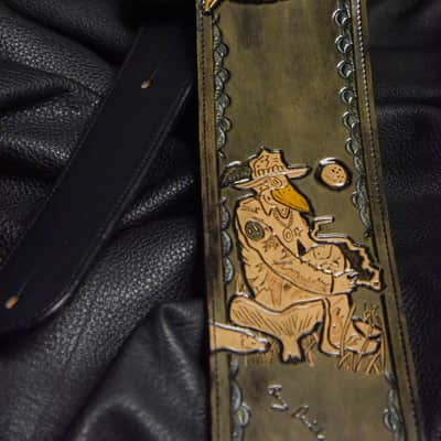 Guitar Leather strap 3.5" Black Crowes this is custom but will show anything can go on a strap image 25