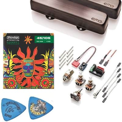 EMG Robert Trujillo Of Metallica RT Rip Tide Set Brushed Black Chrome Jazz J Bass Pickup Set Pots & Wiring ( 1-SIG. RT NICKEL WOUND STRINGS 45-105) image 1