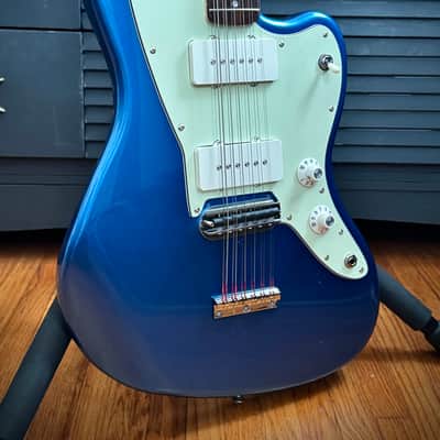 Squier Electric XII Lake Placid Blue w/Waterslide Baritone Rubber Bridge Conversion, Fender 12 String Paranormal image 7