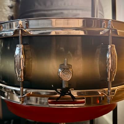 Rare 1960s Camco Oaklawn Oval Badge 5x14 Tuxedo Snare Drum in Black & Gold Duco image 5
