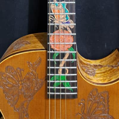 Blueberry Handmade Acoustic Archtop Guitar Grand Concert Size - Butterfly Motif image 4
