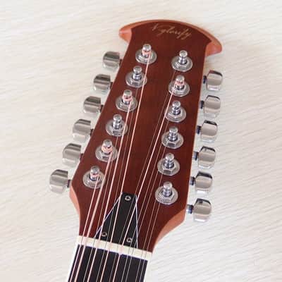 12 String Round Back Acoustic Electric Guitar in Red, 41 Inch, EQ image 7