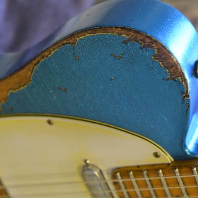 American Fender Telecaster 2019 Custom Heavy Relic Nitro Blue Sparkle image 15